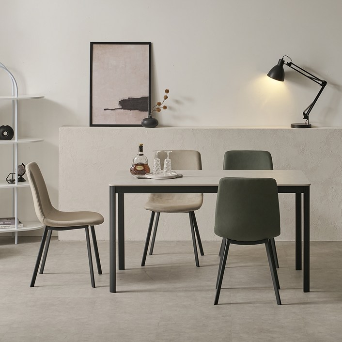 보니애가구 에븐 포세린 1200 부채꼴 세라믹식탁 4인용 + 의자 4p 세트 방문설치