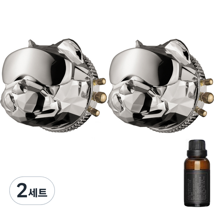 디벤 미러 그레이 차량용 방향제 디퓨저 2p  리필액  쇼핑백 세트, 2세트, 블랙체리향