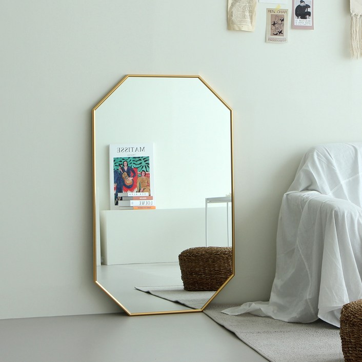 어썸프레임 알루미늄 팔각 거울 600 x 1000 mm, 골드 - 쇼핑뉴스