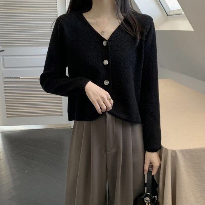 반야스토리 여성용 브이넥 니트 컷팅핏 가디건 SS02AA