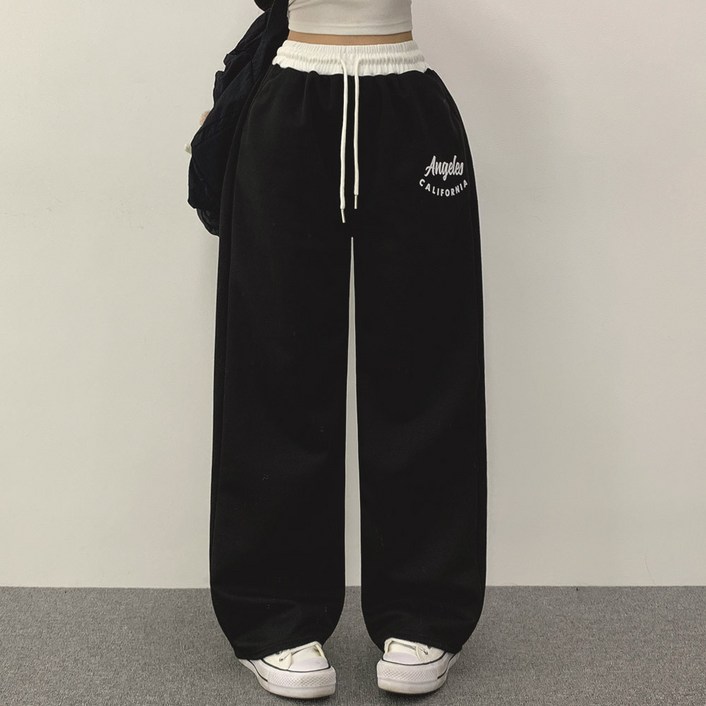 여성용 위드후이린 트로이 배색 트레이닝 밴딩 팬츠