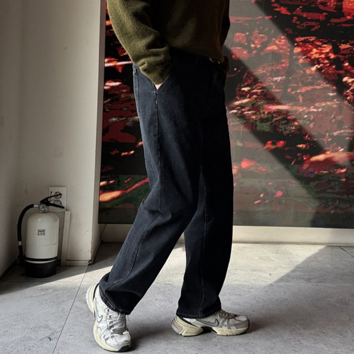 머시따 남성용 숏롱기본 기장 안감본딩 세미와이드 히든밴딩 청바지