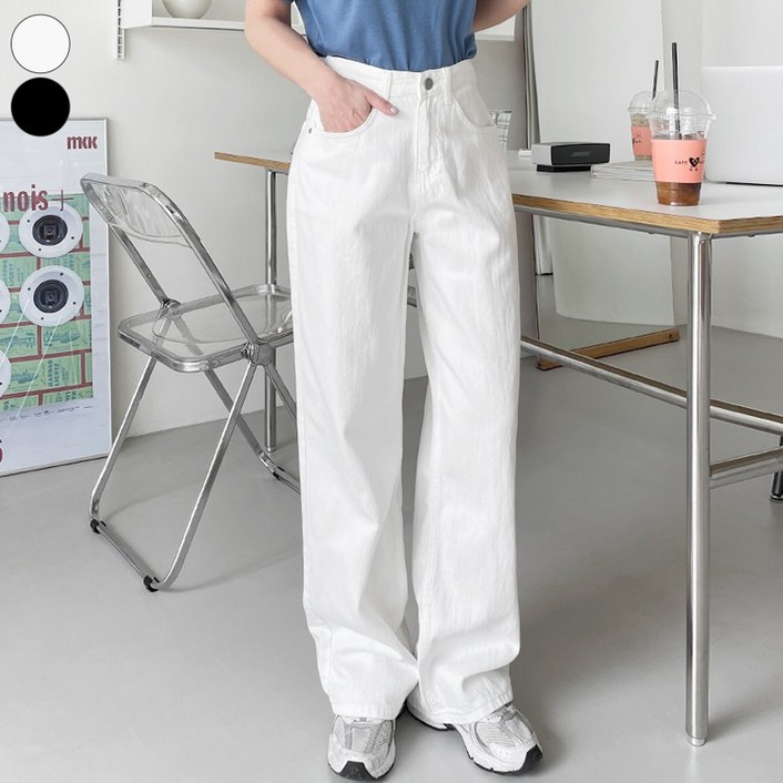 가비진 여성용 숏기장/롱기장 베이지 A라인 일자 와이드 코튼 팬츠 바지 면바지 키큰녀/키작녀
