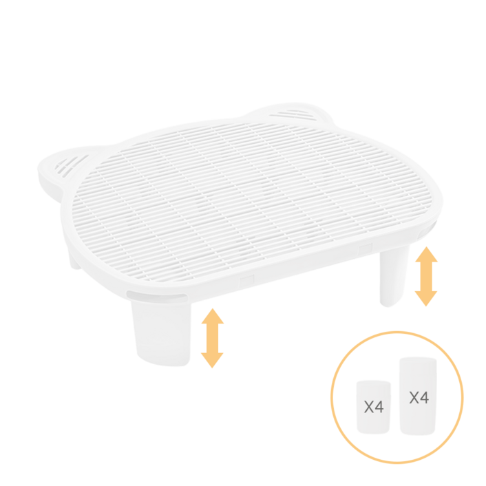 펫쭈 고양이 귀 모래매트 높이조절 화장실 발판 매트 사막화방지, 1개, 화이트