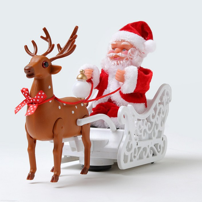 걸스코코 움직이는 루돌프썰매 산타클로스 움직이는장난감 크리스마스소품, 단일색상