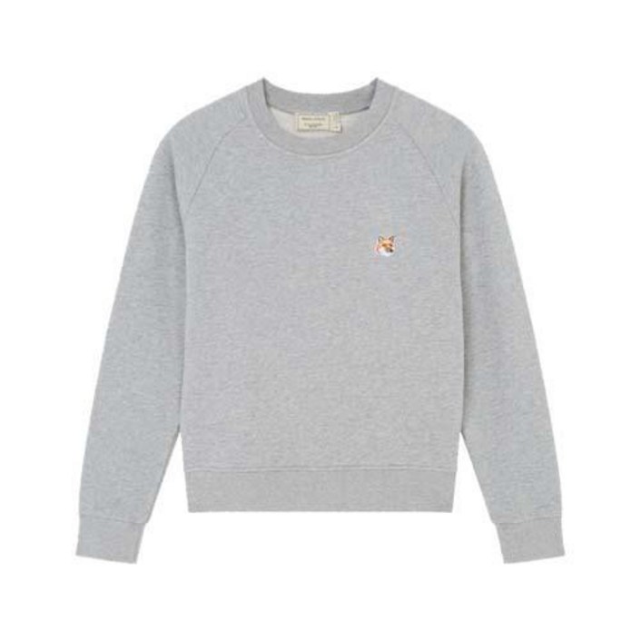 23SS MAISON KITSUNE 메종키츠네 여성 폭스 헤드 패치 스웨트셔츠 그레이/ 에쿠르 AW00303KM0001
