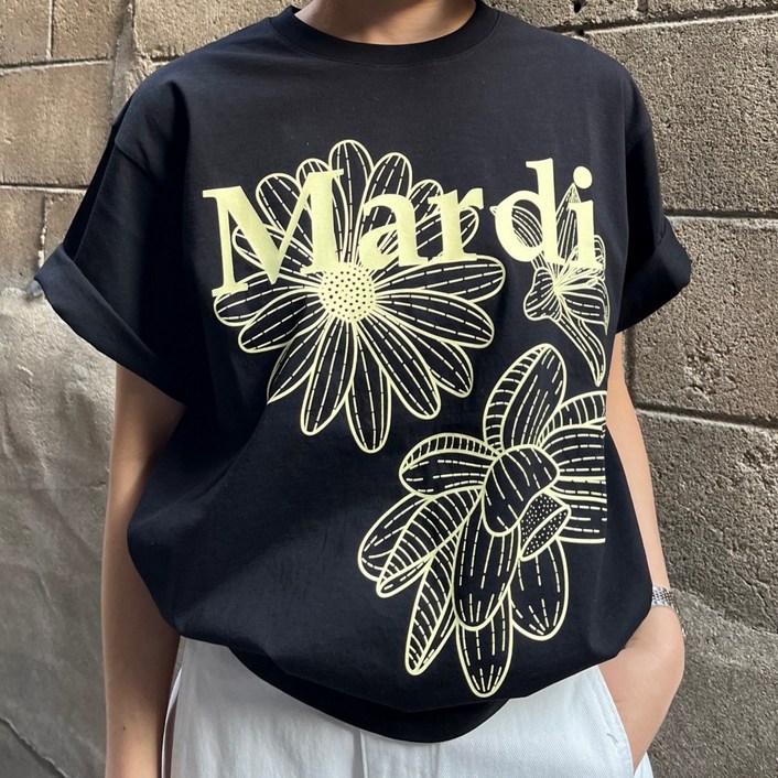 정품 마르디 메크르디 티셔츠 마르디 반팔 플라워 티셔츠 mardi mercredi