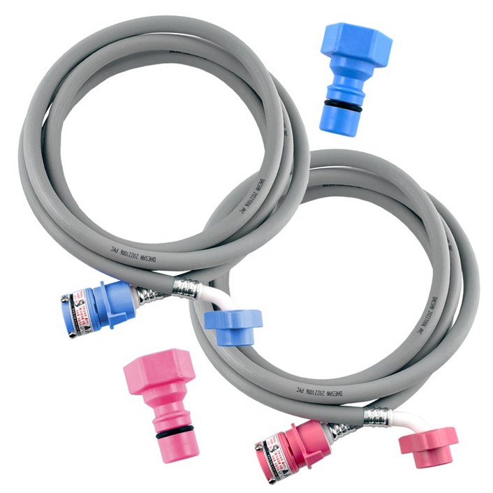 철물마켓 국산 세탁기호스 2M 냉수+2M 온수 원터치 급수호스, 1개, 단일상품