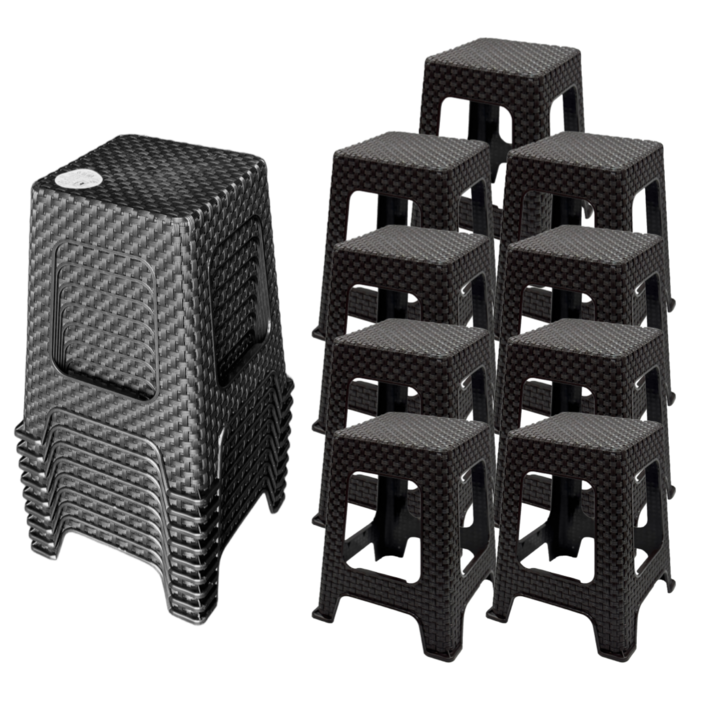 [나코] 플라스틱 라탄의자 테라스의자 야외용의자 회전의자 사각의자 카페의자 보조의자, 초코브라운, 9개