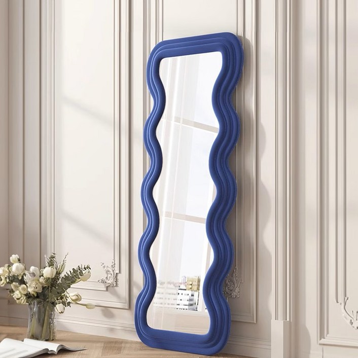 로얄다이아 웨이브전신거울 엑스라지 특대사 인테리어 스탠드거울 스웨이드거울 벨벳거울 전신거울 물결거울 6colors, 웨이브거울 엑스라지  네이비