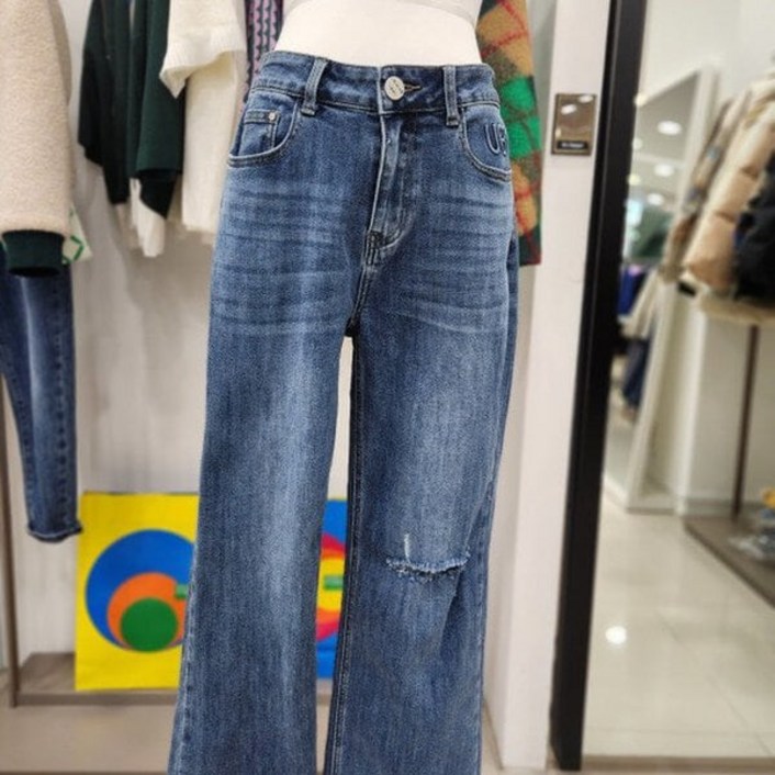 베네통 레터링 스트레이트 데님 팬츠 BADPA9431레터링IC