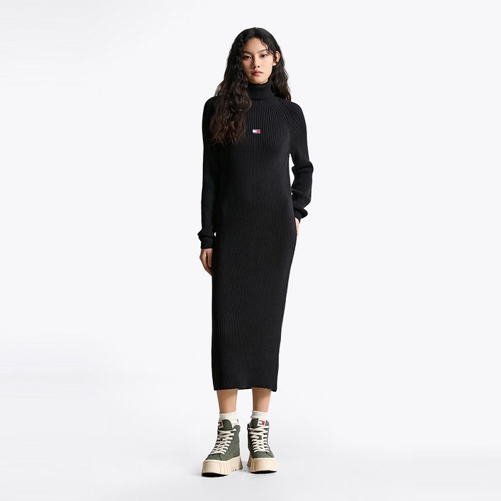 타미힐피거 모크넥 스웨터 맥시 원피스 (T32F7WOP13TWT1BDS)