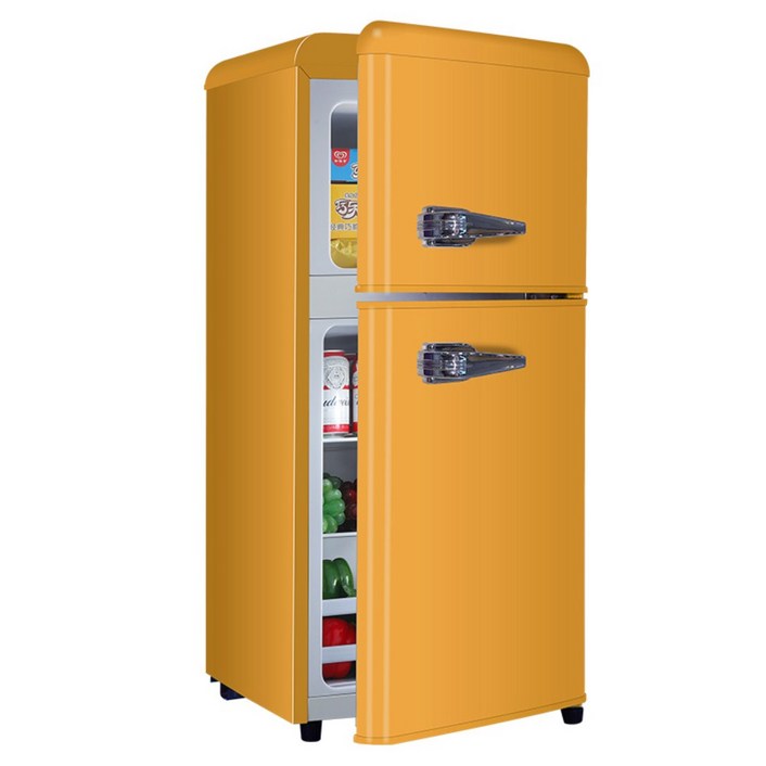 가정용 미니 1단 2단 냉장고 75L 90L 115L 138L 소형 술 음료수 냉장고 원룸 자취, 2단 118L(오렌지)