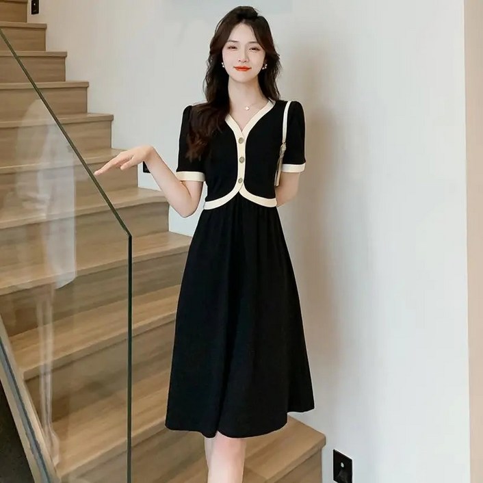 Ethel  여름 슬림 반팔 원피스 쉬폰 원피스