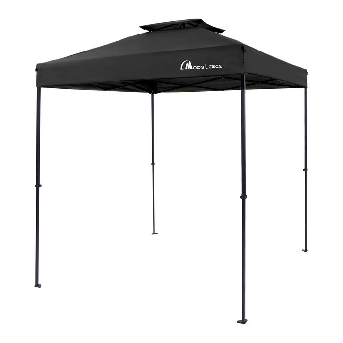 MOON LENCE 원터치 타프 사각 캠핑 타프 방수 타프 그늘막 타프 시스템 파고라 3단 고도 조절 자외선 차단 UPF50+ 조립 간단 UV(타프막) 스틸(프레임), 검은색