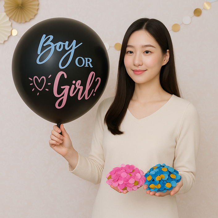 나성픽 젠더리빌 풍선, 1개, 블랙