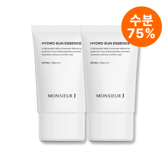무슈제이 본사 무슈제이 하이드로 수분 선 에센스 남자 저자극 민감성 선크림 50ml