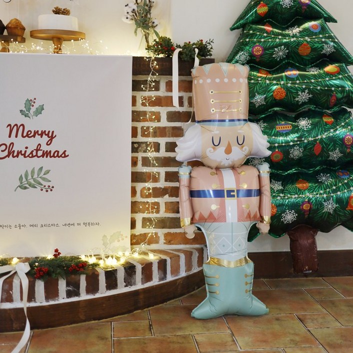 [파티조엘] 파스텔 호두까기 인형 풍선_은은한 톤의 귀여운 병정 크리스마스 파티 풍선