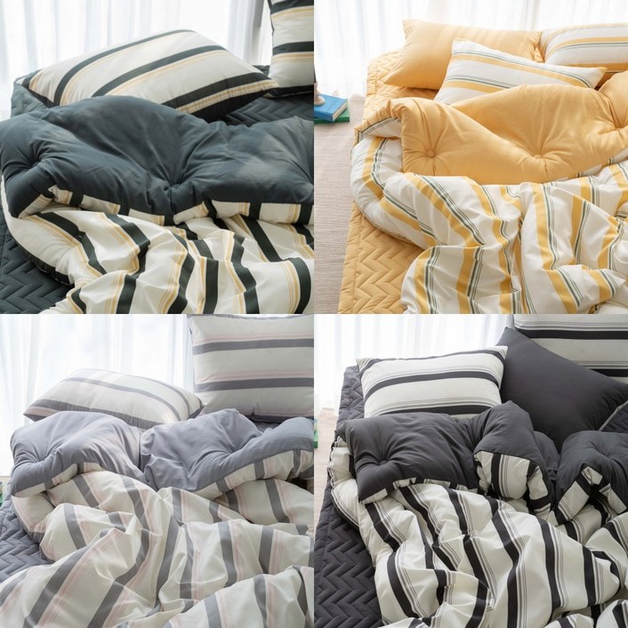 벨르데코 스트라이프 알러지케어 차렵이불세트 호텔침구 SS Q K LK