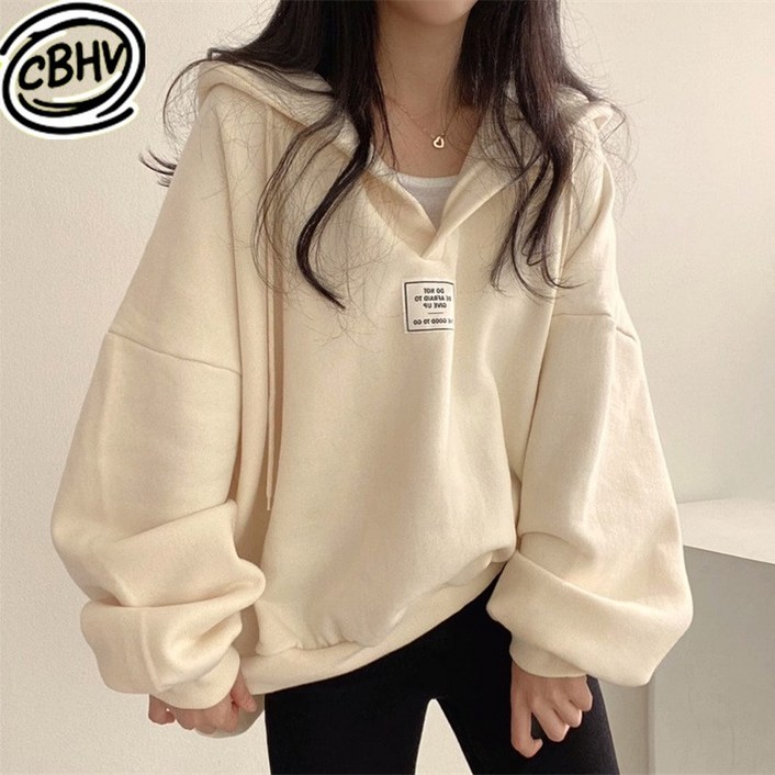 CBHV 여성 오버핏 후드티 캐주얼 오버핏 맨투맨 모자 트레이닝
