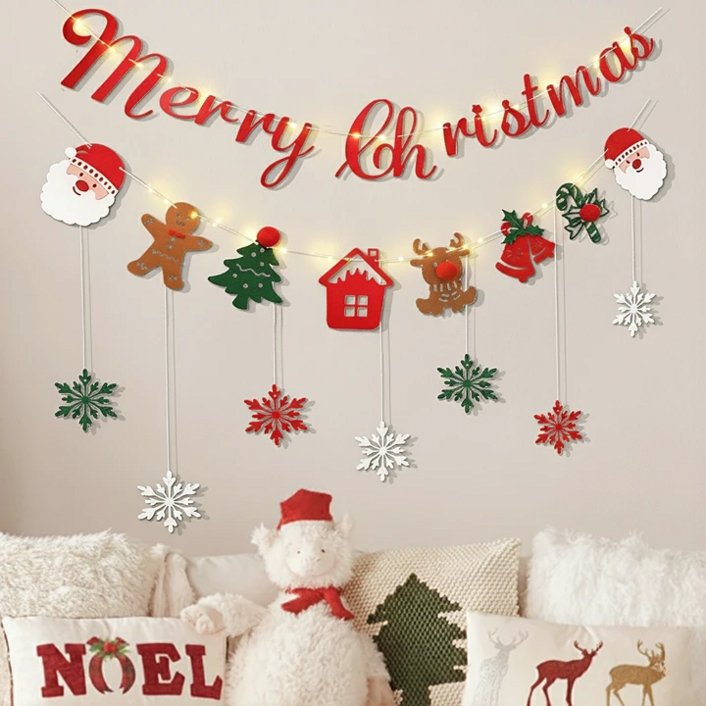 자오자오 크리스마스 벽가랜드 전구 포함 감성 인테리어 벽장식 홈데코 소품
