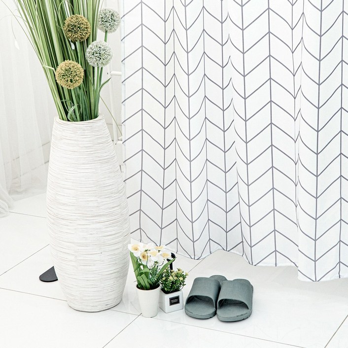 무타공마켓 패브릭 샤워커튼 스텐 샤워커튼봉, 1개