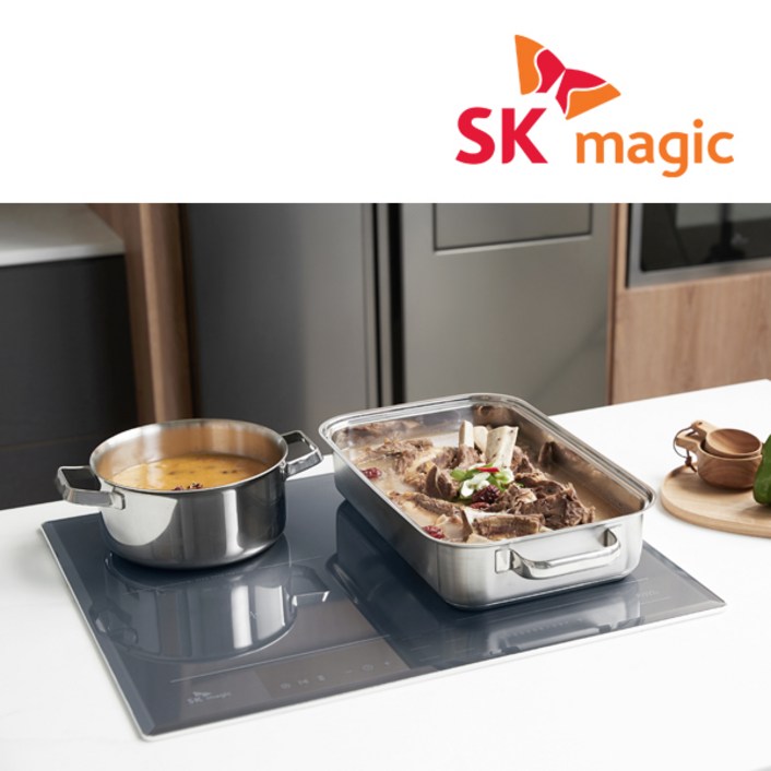 SK매직 4구 풀파워 클리어트랜스 다이아몬드컷팅 인덕션 렌지 더블 플렉스존 전기레인지 사하라 블루