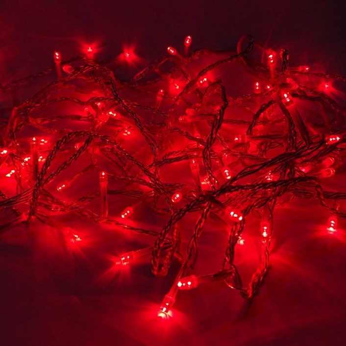 선세이브 LED 은하수전구 100구 투명선+정류기 세트 크리스마스 트리 전구 캠핑 조명 무드등, 빨간색 - 쇼핑앤샵