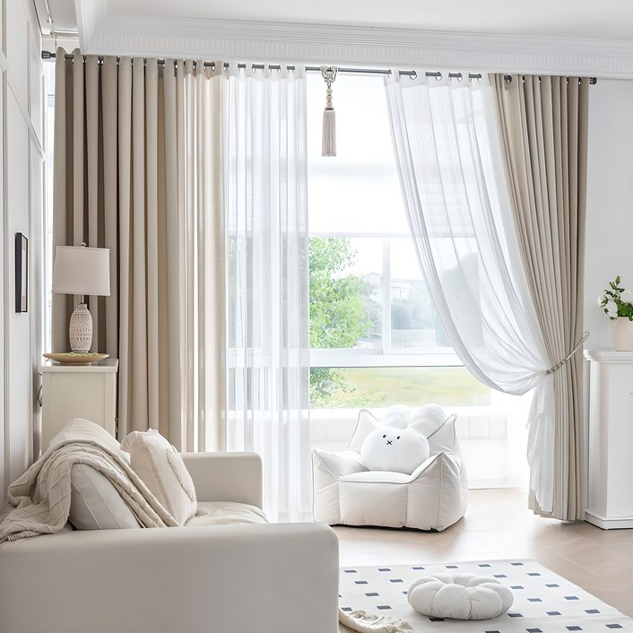 지나송 이안 아일렛 암막커튼  봉 세트