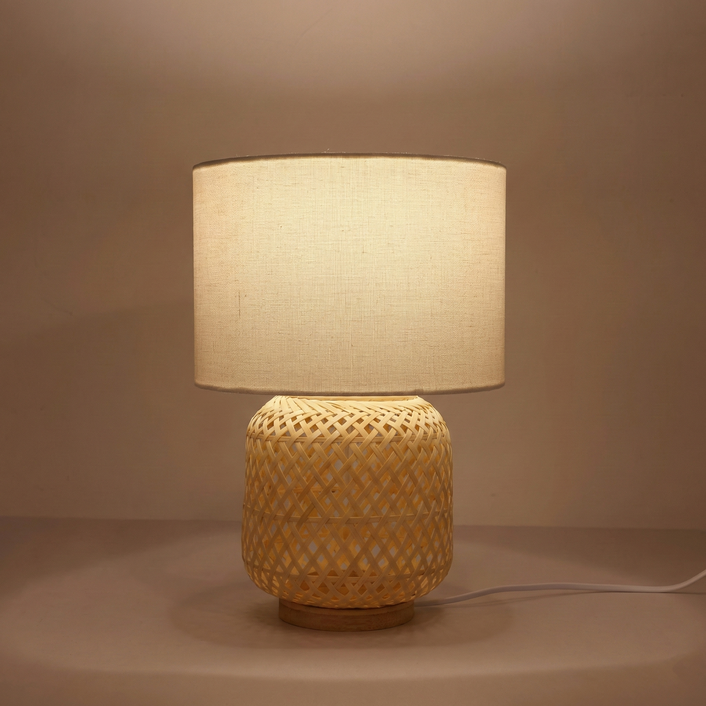 우드 무드등 단스탠드 침실 인테리어 조명 모래시계 테이블 스탠드 라탄 대나무 갓 조명 신혼부부 선물 수유조명, 라탄단지