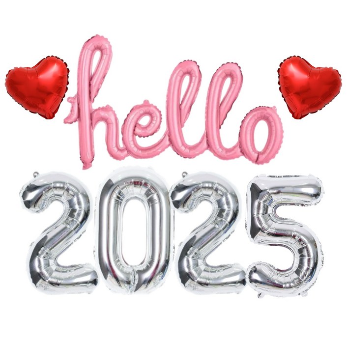 헬로 Hello 2025 새해 풍선세트 신년 파티 용품, 1개