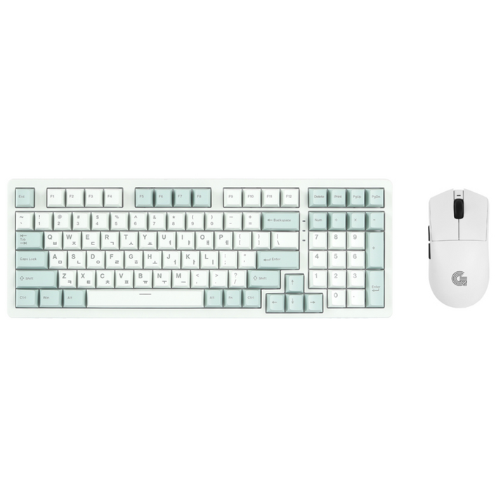 지클릭커 파도프로젝트 WMK780 풀윤활 게이밍 98 유무선 블루투스 키보드 마우스 세트 (그린 라이트, 도각도각 45g), 로우프로파일, 그린라이트, 98키