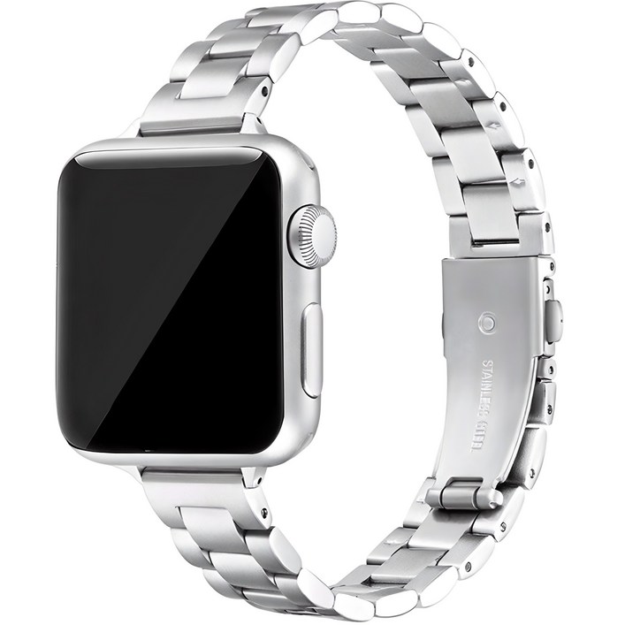 이츠라이프 애플워치 호환가능 여성용 슬림 메탈 스트랩 밴드 384041mm, 실버