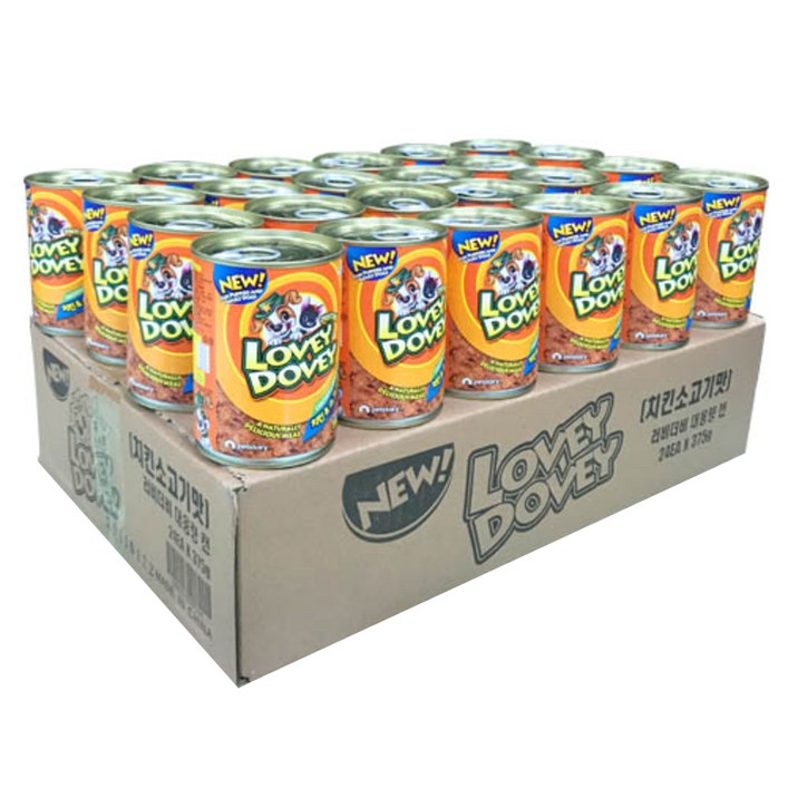 러비더비 대용량 강아지 간식 캔 375g, 치킨  소고기 혼합맛, 24개입