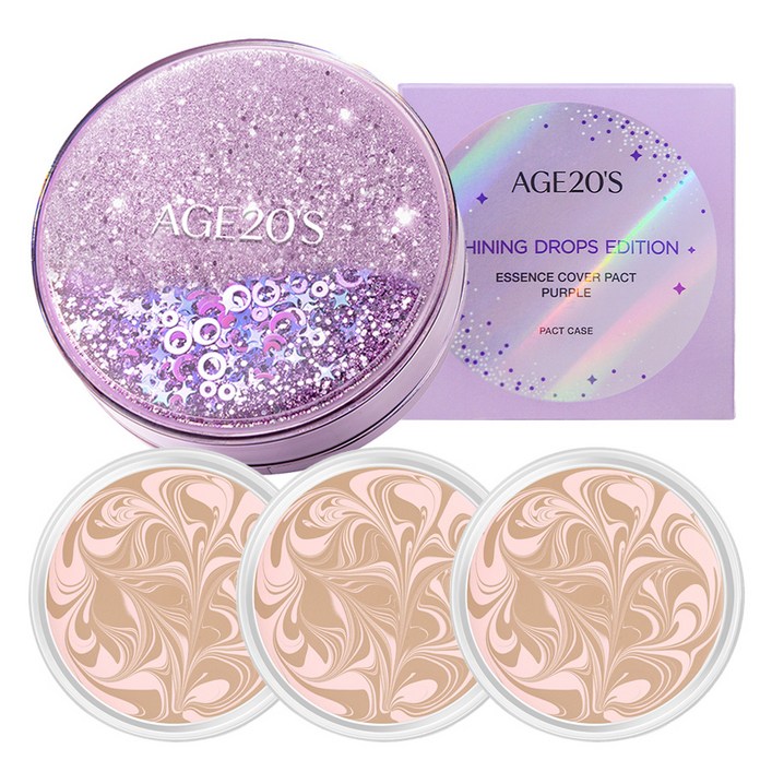 에이지투웨니스 샤이닝 드롭 에디션 뉴오리지널 에센스 커버 팩트 케이스 리필 12.5g x 3p