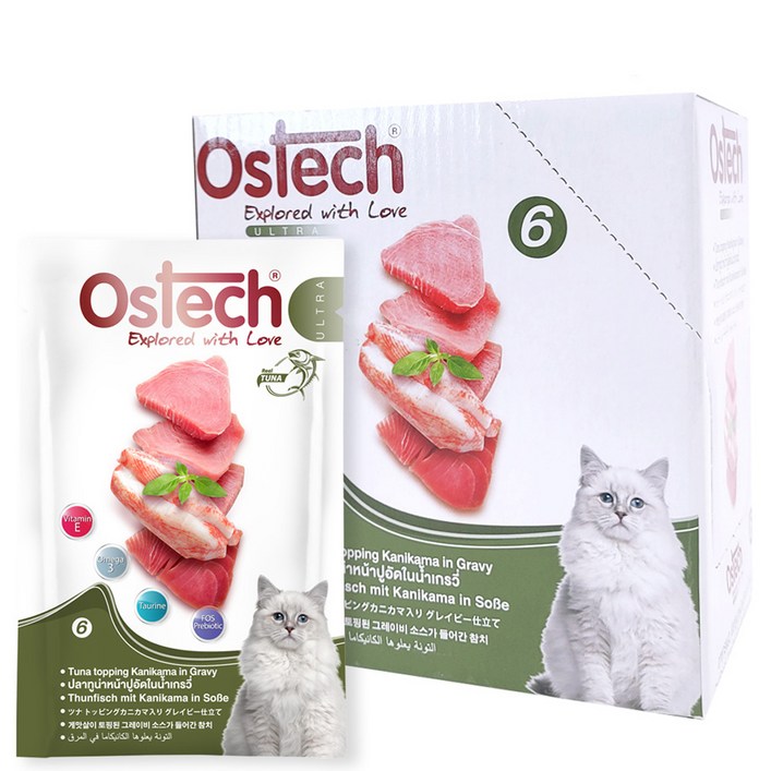 오스테크 캣 울트라 그레이비 파우치 참치 70g, 참치 게맛살 혼합맛, 12개