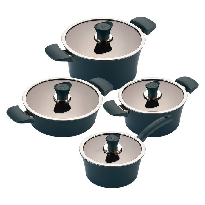 해피콜 인덕션 이든 냄비세트 4개, 스투키그린, 편수 18cm + 양수 20cm + 전골 24cm + 곰솥 24cm