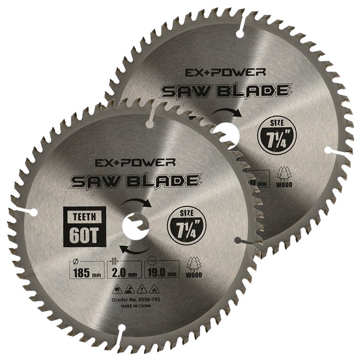 이엑스파워 원형톱날 팁쏘 목재용 185mm EXC07060