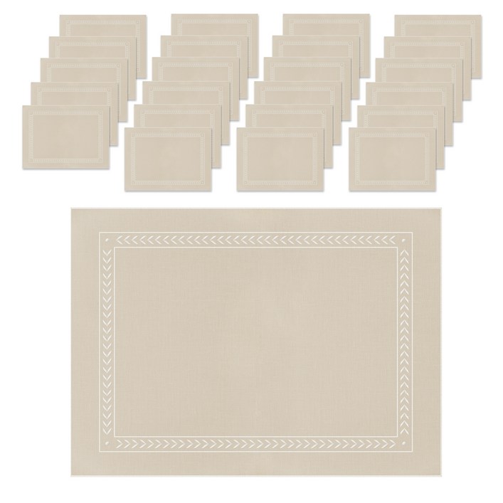 블린 화이트 리브스 오간디 종이 테이블 매트 24p 세트