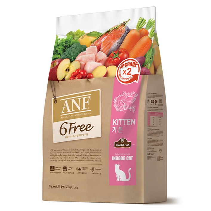 ANF 생후 12개월 이전 식스프리 인도어 캣 키튼 건식사료, 키튼, 6kg, 1개