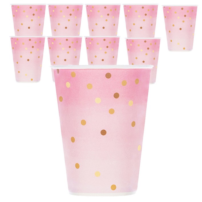 블린 핑크 마블 도트 일회용 종이컵 260ml