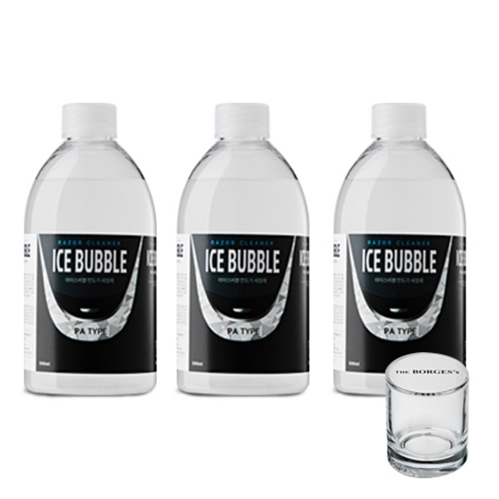 아이스버블 파나소닉 호환 PA타입 면도기세정액 500ml x 3p 세척용 유리컵, 단일상품, 단일색상