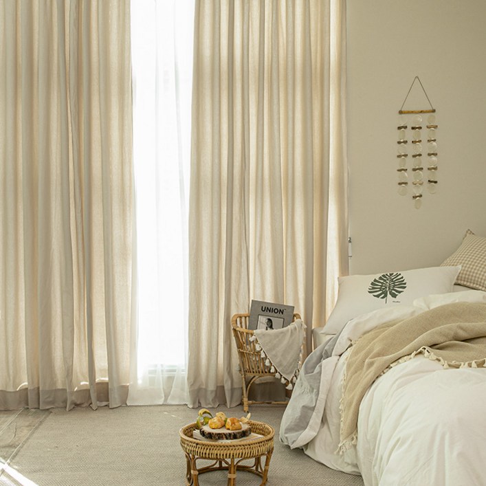 베베데코 베이직 광목 워싱 핀형 면커튼