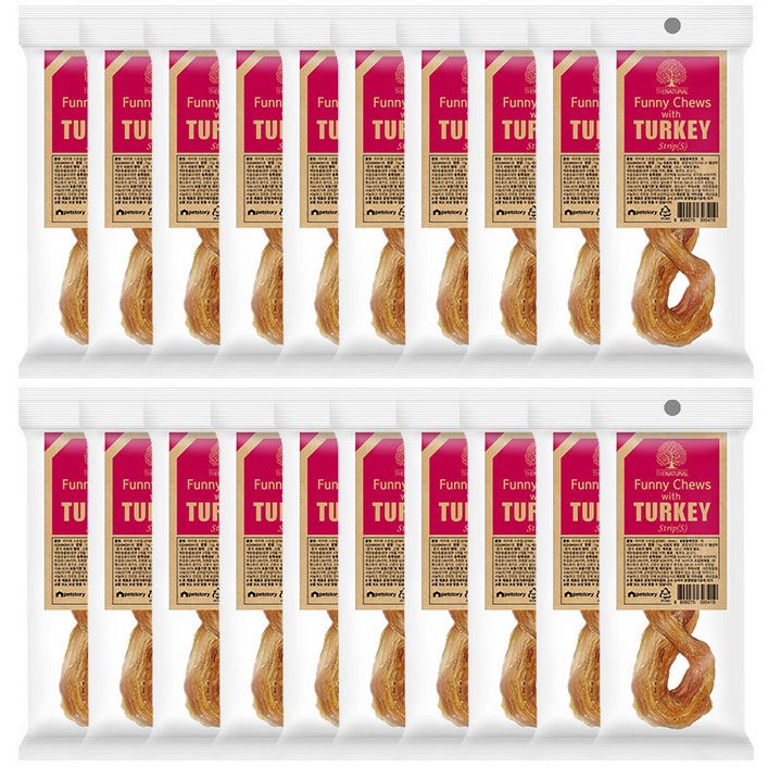 더내추럴 강아지 퍼니츄 간식 스트립 S, 혼합맛(칠면조/닭고기/소힘줄), 13g, 20개