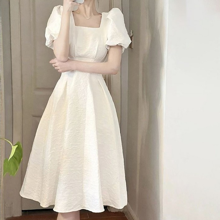 엘쏘 더블 레이어드 안감 슬리브 A라인 드레스 원피스