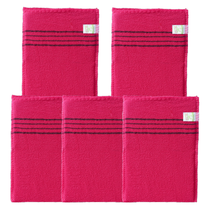 꾸지 고급 때밀이 이태리 타월, 레드, 5개, 1개입