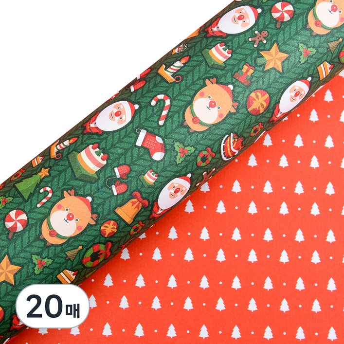 크리스마스 시트 포장지, 그린, 2개