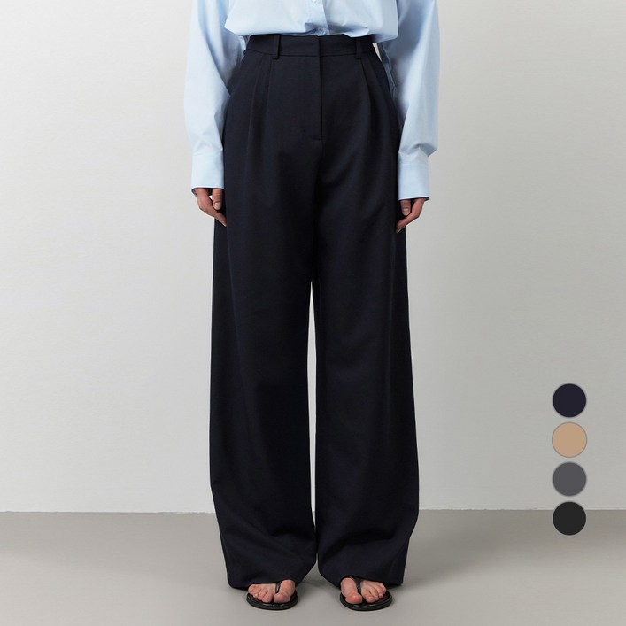 시티브리즈 여성용 링클 프리 베이직 투 턱 와이드 슬랙스 CTG3PT03