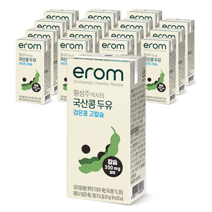 이롬 황성주 박사의 국산콩 두유 검은콩 고칼슘, 190ml, 16개