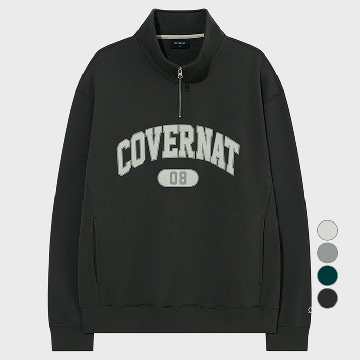 커버낫 남녀공용 아치로고 하프집업 맨투맨